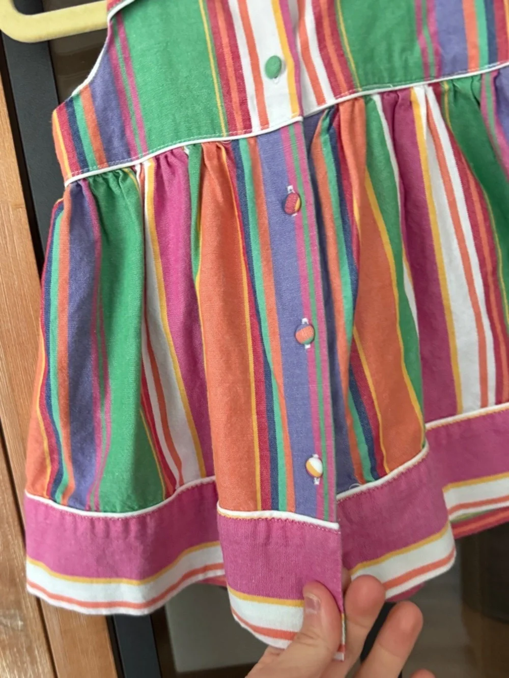 Ralph Lauren baby girl dress striped colorful cotton sleeveless embroidered logo